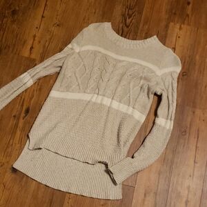 Madewell Cream Cable Knit Crew Neck Sweater